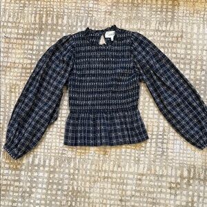 The GREAT.  Black Plaid Women's Top